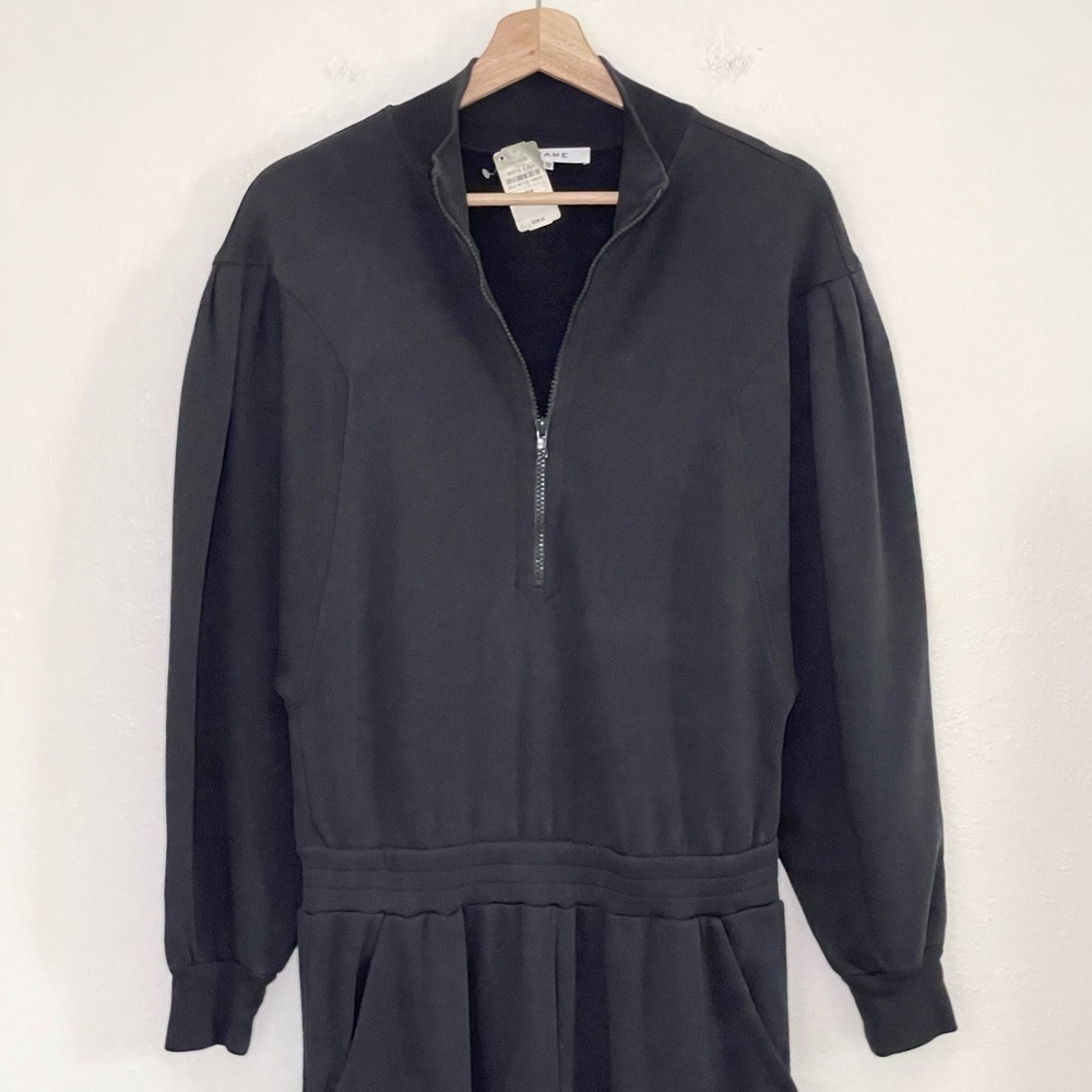 NWT Frame Easy Jumpsuit French Terry Organic Pima Cotton Faded Noir XS - Picture 8 of 16